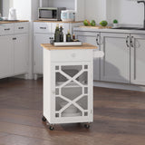 Kitchen Cart on Wheels, Rolling Kitchen Island with Drawer, Glass Door, Towel Rack and Adjustable Shelf
