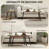 Ensemble de 2 tables basses pour salon, tables gigognes style industriel avec pieds en acier