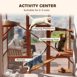 Grand catio extérieur avec 6 plateformes de saut, 2 rampes