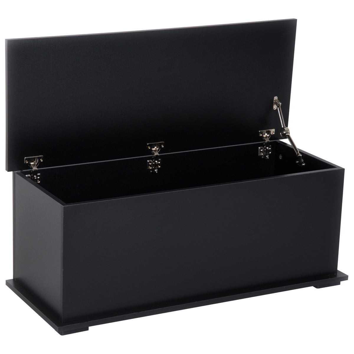 Coffre de rangement de 99 cm avec 2 charnières de sécurité, organisateur de rangement avec couvercle rabattable