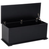 Coffre de rangement de 99 cm avec 2 charnières de sécurité, organisateur de rangement avec couvercle rabattable