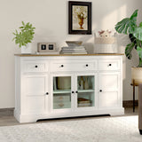 Buffet avec rangement, cabinet bar à café moderne avec portes vitrées et tablettes ajustables