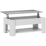 Table basse relevable avec compartiment de rangement dissimulé et étagère ouverte