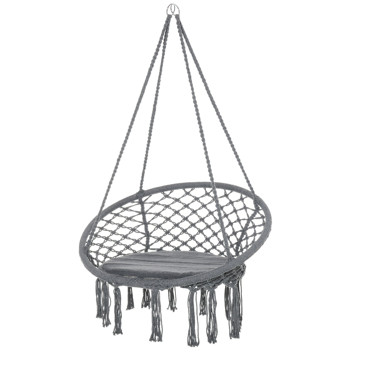 Patio Hammock Chair, Hanging Rope Hammock Swing for Indoor & Outdoor Use with Backrest