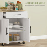 Rolling Island with Wheels for Kitchen, Drawer and Doors