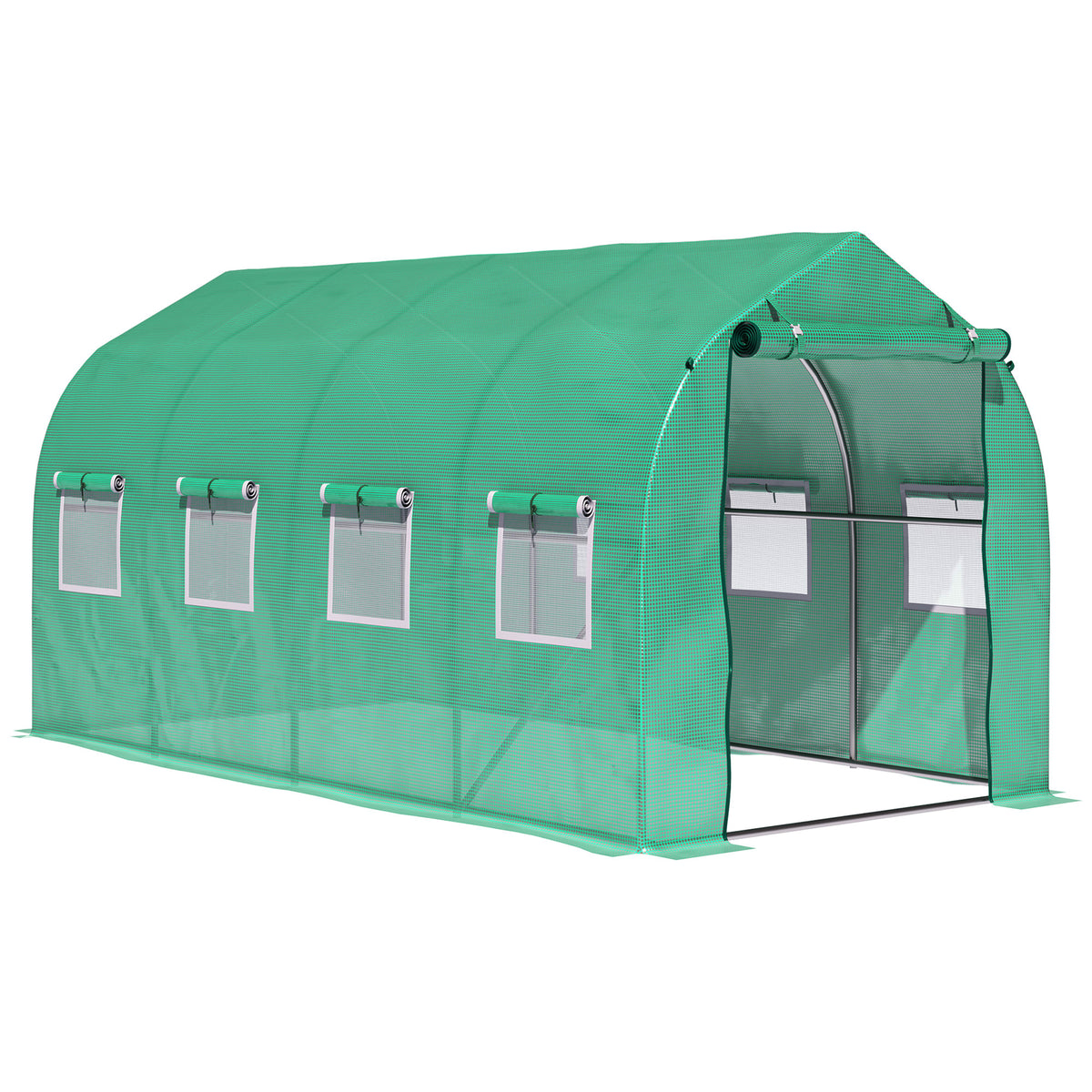 13'x6.6'x6.6' Polytunnel Greenhouse Walk in Greenhouse with Windows, Door & Wind Resistance Level 5