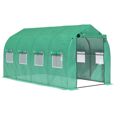 13'x6.6'x6.6' Polytunnel Greenhouse Walk in Greenhouse with Windows, Door & Wind Resistance Level 5