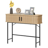 Mid-Century Entryway Table, Narrow Console Table with Storage Compartments for Behind Couch