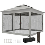 11' x 11' Pop Up Gazebo 2-Tier Soft Top Shelter Event Tent w/ Netting Carry Bag for Patio Backyard Garden