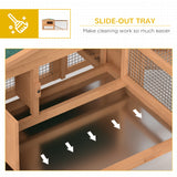 62'' L 2-Story Rabbit Hutch Bunny Cage Small Animal House with Pull Out Tray