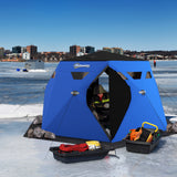 4 Person Insulated Ice Fishing Shelter, Pop-Up Portable Ice Fishing Tent with Carry Bag and Two Doors for -22℉