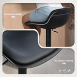 Counter Height Bar Stools Set of 2, Streamlined Bar Chairs with Adjustable Height and Swivel PU Leather Seat