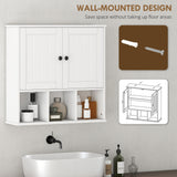 Farmhouse Bathroom Wall Cabinet, Wall Mounted Medicine Cabinet with Adjustable Shelf, Open Compartments