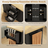 Farmhouse Kitchen Island Cart with Power Outlet and Soft-Close Doors, 49