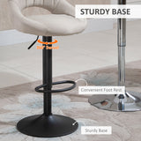 Bar Stools Set of 2, Swivel Counter Height Barstools with Adjustable Height and Cutout Back, Faux Leather Upholstered Bar Chairs with Round Metal Base and Footrest