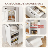 Kitchen Island on Wheels with Wood Drop Leaf, Rolling Kitchen Cart with Adjustable Shelf
