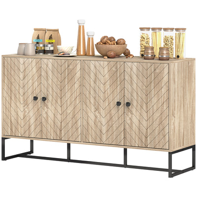 Sideboard Buffet Cabinet with 2 Adjustable Shelves and Steel Base, TV Stand, Coffee Bar Cabinet for Living Room