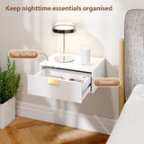 Modern Floating Nightstands Set of 2, Wall Mounted Bedside Tables with Wave Drawer