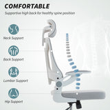 Ergonomic Office Chair, Swivel Desk Chair with Adjustable Lumbar Support, Headrest and Height