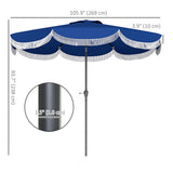 9FT Patio Umbrella Parasol, UPF 30+ Outdoor Market Umbrella with Crank, 8 Ribs, Push Button Tilt