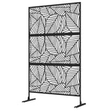 Paravent décoratif extérieur 6,5FT, écran de confidentialité en métal avec support, style grande feuille