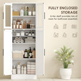 Armoire de salle de bain haute avec portes vitrées, unité économe d'espace avec tablettes ajustables, rangement autoportant