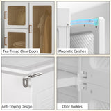Portable Wardrobe, Foldable Plastic Closet with 8 Compartments, 2 Hanging Rods and Magnetic Clear Doors