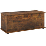 Coffre de rangement de 99 cm avec 2 charnières de sécurité, organisateur de rangement avec couvercle rabattable