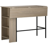 Table hauteur comptoir avec abattant, table de bar extensible avec étagère de rangement réglable