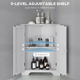 Modern Bathroom Storage Cabinet, Corner Cabinet with Doors, Bathroom Cabinet with Adjustable Shelf and Recessed Door