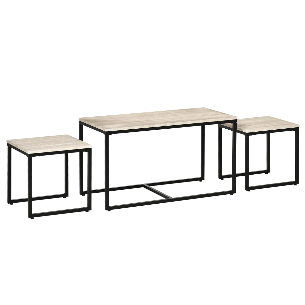 Tables basses gigognes - Ensemble de 3, Tables d'appoint modernes avec cadre en métal noir pour salon et mobilier de maison