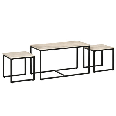 Tables basses gigognes - Ensemble de 3, Tables d'appoint modernes avec cadre en métal noir pour salon et mobilier de maison