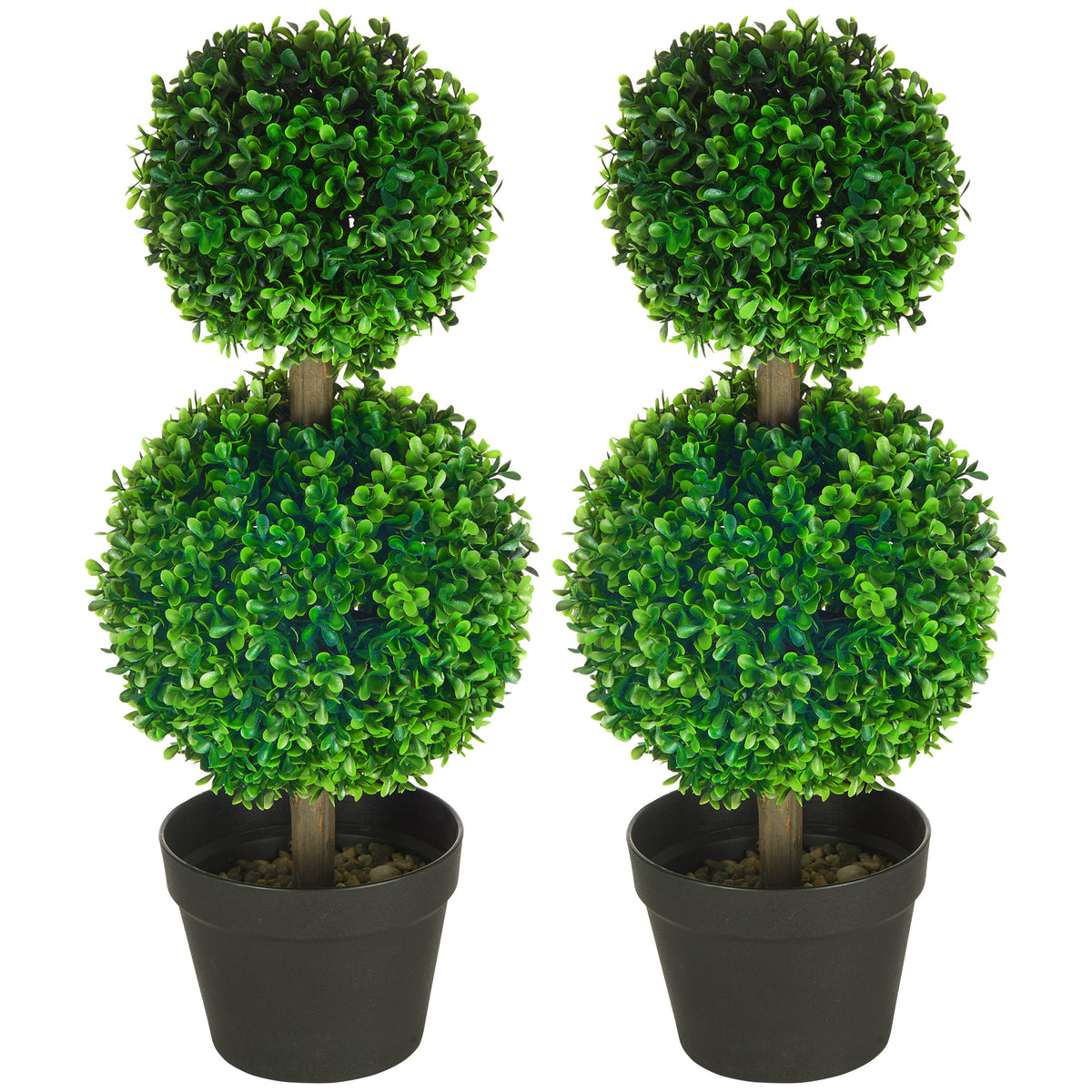 Lot de 2 arbres topiaires en buis artificiel