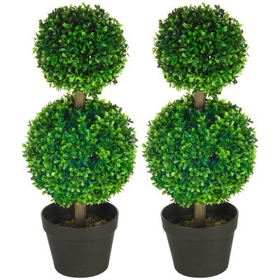 Artificial Boxwood Topiary Tree Set of 2
