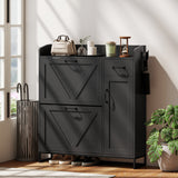 Farmhouse Shoe Storage Cabinet with Side Cabinet and Adjustable Shelves for Entryway, Holds 12 Pairs