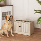 Raised Dog Bowls with Storage, 2 Stainless Steel Food and Water Bowl Non-Slip