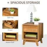 Bedside Table for Bedroom, Nightstand with Drawer and Shelf