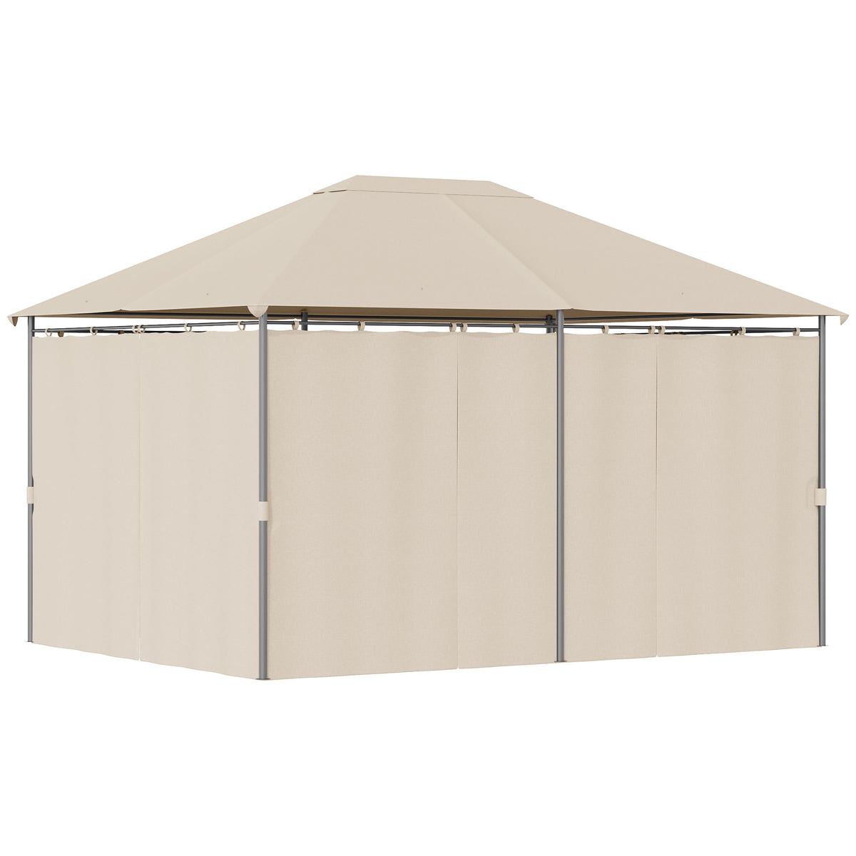 Gazébo patio acier toit souple 13' x 10' chapiteau fête tente avec 6 rideaux amovibles et trous de drainage