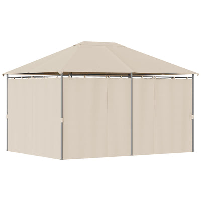 13'x 10' Soft-top Steel Patio Gazebo Canopy Party Tent with 6 Removable Curtains and Drainage Holes