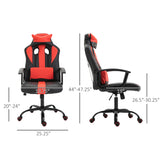 Chaise de bureau pivotante en similicuir, style course, dossier haut, avec support lombaire et coussin pour le gaming ou le travail