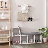 Multi-Purpose Bookshelf with 5 Cubes, 5-Cubby Bookcase with Cushioned Reading Nook and Storage Shelves