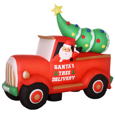 6ft Christmas Inflatable Santa Claus Driving A Truck with LED Lights