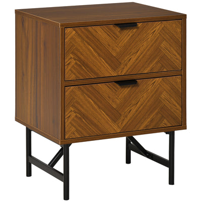 Bedside Table, End Side Table Dresser Storage with 2 Drawers
