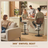 Bar Stools Set of 2, Swivel Counter Height Barstools with Back, Adjustable Height