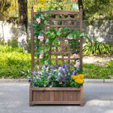 Raised Garden Bed with Trellis, Wood Planter Box for Garden
