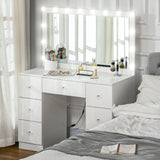 Makeup Vanity Table, Modern Makeup Table with 7 Drawers and 10 LED Lights