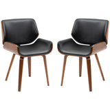 Dining Chairs Set of 2, PU Leather Kitchen Chairs with Upholstered Seats and Solid Wood Legs for Dining Room