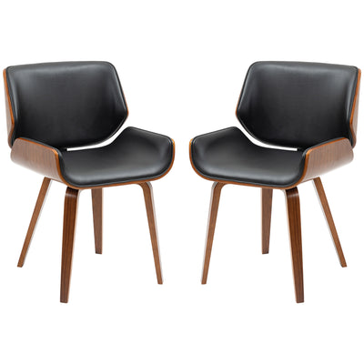 Dining Chairs Set of 2, PU Leather Kitchen Chairs with Upholstered Seats and Solid Wood Legs for Dining Room