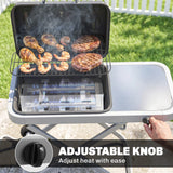 Portable Propane Gas BBQ Grill with Foldable Cart, Wheels, 9500 BTU Gas Barbecue Grill with Piezo Ignition Burner