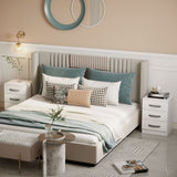Modern Nightstand Set of 2, Bedside Tables with 3 High Gloss Drawers for Bedroom
